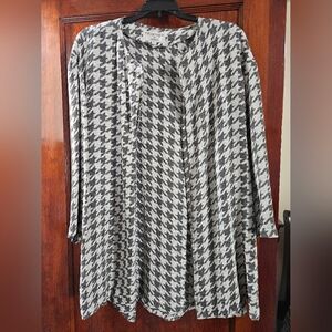 Michii Moon for Sanyo Black & White Open Front 3/4 Sleeve Jacket Size 8